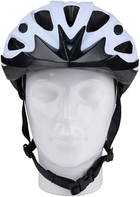 Casco de Bicicleta de 55 a 58 cm de diámetro, Casco de Bicicleta para Hombre y Mujer, Ligero, con ventilación y Correa para la Barbilla, Color Blanco