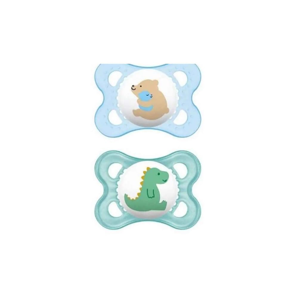 Mam Original Soother in Set of 2, Skinsoft Silicone with Pacifier Holder, 2-6 Months, Assorted Models, 1 Piece