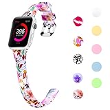 Lwsengme Slim Rubber Band Compatible with Apple Watch 38mm 40mm 42mm 44mm, Women Silicone Thin Strap for iWatch Series4/3/2/1,Sport/Edition