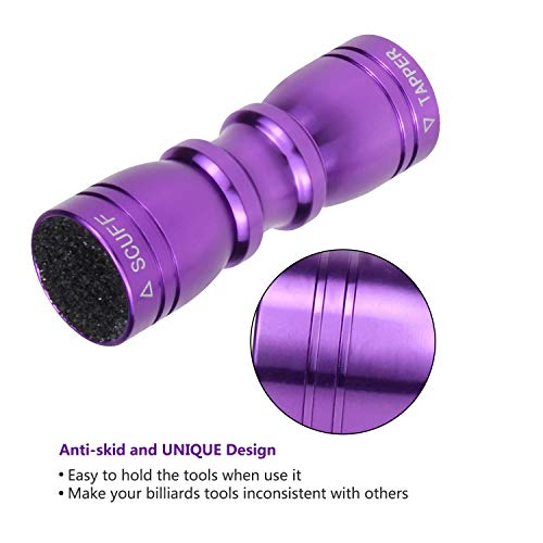 SelfTek 1Pc Snooker and Pool Cues Tips Bowtie 3 in 1 Tip Tool with Tapper Scuff and a Tips Pick (Purple)