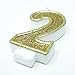 Birthday Party Sparkling Chic Glitter Number Cake Candle (2, Champagne Gold)