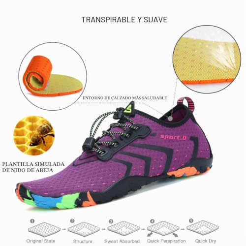 SAGUARO Men's Women's Water Shoes Non-Slip Water Shoes Quick-Drying Beach Shoes for Swimming Surfing Aquatic Pool, Gr.35-48 EU