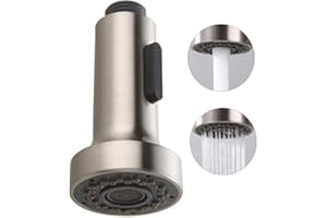 HOMELODY Pull Down Faucet Replacement, 2 Functions Sprayer Head, G 1/2 Pull Out Spray Head, Brushed Nickel Finish