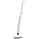 OVENTE Electric Steam Mop Cleaner, 1300W Floor Steamer with Swivel Head, Refillable Water Tank and Washable Microfiber Pad for Cleaning Carpet, Hardwood, Laminate Floor, Tiles and Grout, White ST405W