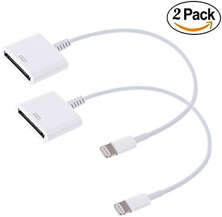 2 Pack of 8 pin Lightning to 30 pin Charge &amp; Sync Cable Adapter Converter for Apple iPhone 6/6 Plus/5s/5c/5/4s/4/3/3G ,iPad and iPod (White)