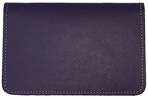 Dark Purple Leather Top Stub Checkbook Cover - Thumbnail 3