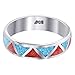 Southwestern Style Turquoise with Coral Gemstone Band Unisex Sterling Silver Ring