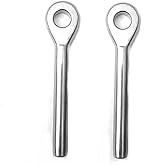 Jingyi Stainless Steel 316 Marine Eye End for 1/8" Diameter Wire Rope,Swage Eye Terminal end Fitting -2 Pack
