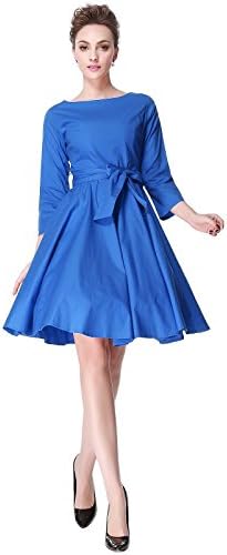 Heroecol 50s 60s Hepburn 3/4 Sleeve Style Vintage Retro Swing Rockailly Dresses