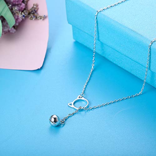 Sllaiss 925 Sterling Silver Cute Cat Bell Anklets for Women Dainty Beach Ankle Chain Boho Foot Jewelry for Mother's Day Girlfriend
