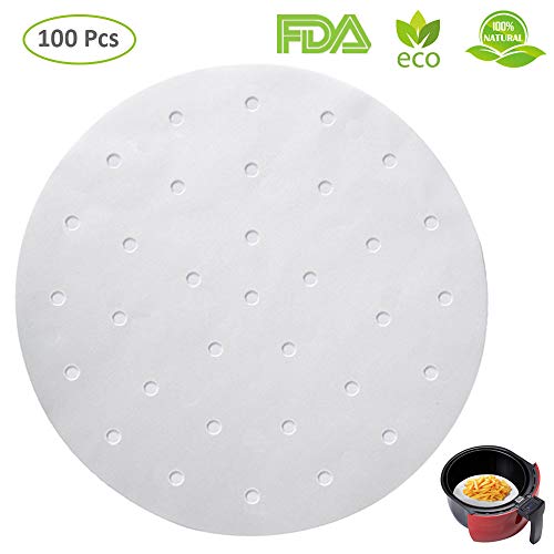 100pcs Air Fryer Liners, BESEGO 7inch Bamboo Steamer Liners, Premium Perforated Parchment Steaming Papers, Non-stick Steamer Mat, Perfect for 3.4~3.7 QT Air Fryers/Baking/Cooking/Steaming - Thumbnail 7