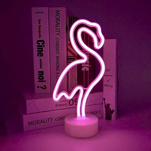 StarryMine Flamingo Neon Light Signs,Pink LED Neon Art Decorative with Holder Base,Table Light Marquee Signs/Wall Decoration for Kids' Room Birthday Party Light Bar Recreational Wedding Party