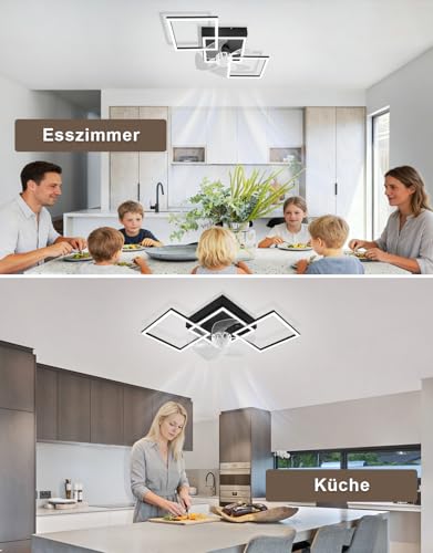 Homefire Lámpara de techo moderna con ventilador de 68cm - Ventilador de techo con luz, 6 velocidades, LED, regulable, con control remoto y temporizador para sala de estar y comedor