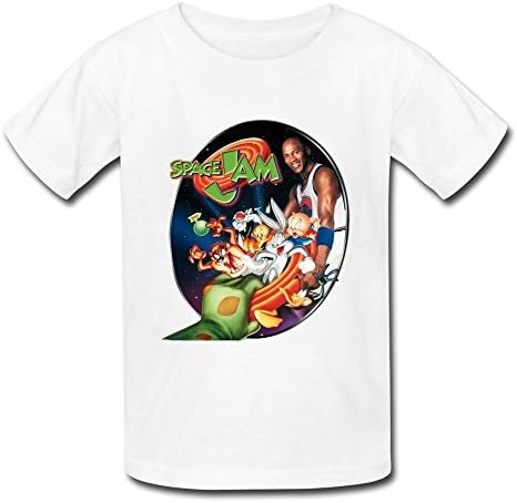 Ambom Youth Space Jam Kids Boys And Girls Short Sleeves T-Shirt S White