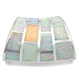 Lab created White Fire Opal Slide .925 Sterling Silver Pendant