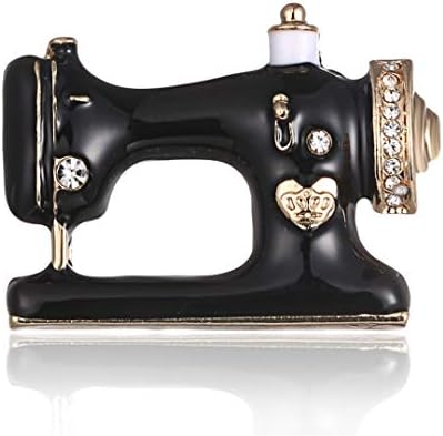 XINCSLHF Thimble Needle Thread Seamstress Black Sewing Machine Brooch Women Pin Brooches Enamel Pins Denim Jacket Pin Badge Gift Jewelry
