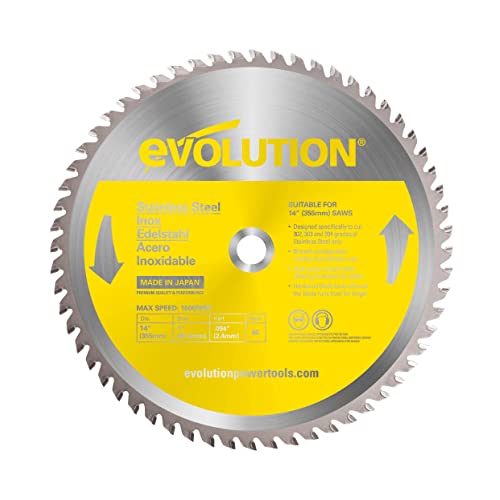 Evolution Power Tools S355TCT-90CS Circular Saw Blade (AKA Chop Saw Blade, Metal Blade) For Cutting Stainless Steel - Carbide Tipped Metal Saw Blade Produces Virtually No Heat, Burrs or Sparks, 355 mm