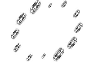 KINGOU 6 Sizes Stainless Steel Ball Chain Connector Clasps Fits for 1.6/2.0/2.4/3.2/4.0/5.0mm Beaded Ball Chain 60pcs