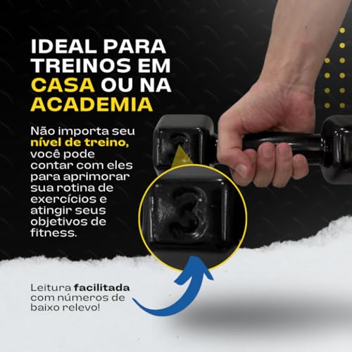 Halter 5KG Emborrachado Sextavado Premium Treino Profissional Corpo e Vida Fitness