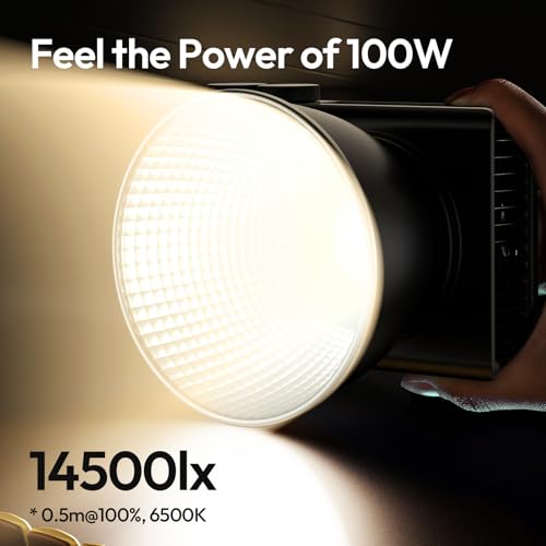 Ulanzi C01 100W COB Lights - PD 3.0 Powered, Led Video Light 2700K-6500K,14500Lx,CRI 96+, Knob Control, Compact & Lightweight (343g), Type-C Fast Charging,for Portrait/Studio Lights,Mini Bowens Mount
