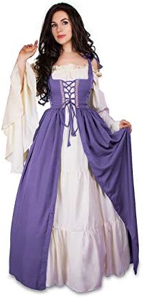 Mythic Renaissance Medieval Irish Costume Over Dress & Cream Chemise Set