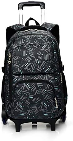 INVECHMARKET 19 Inch Rolling Backpack 6Wheels Trolley Backpack High-Capacity School Bag Removable Student Backpack