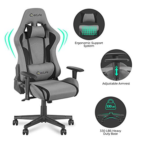 Okeysen Gaming Chair Fabric Computer Chairs, Ergonomic Video Game Chairs for Kids Adults, Gamer Chair with Massage… - Image 3