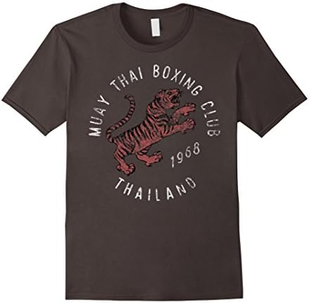 Mens Muay Thai Boxing Club Thailand Tiger Vintage Graphic T-Shirt 2XL Asphalt