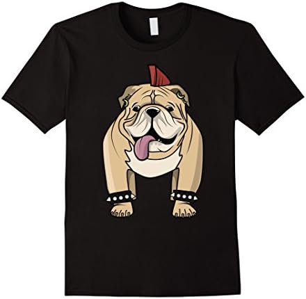 Mens Punk Bulldog T-shirt Rock Metal Punk Dog Party Mohawk 2XL Black