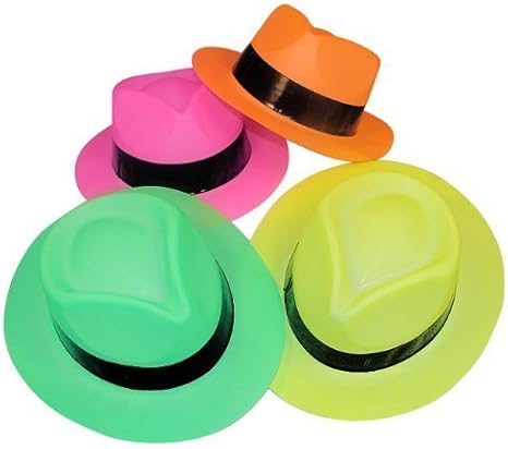 neon fedora party hats