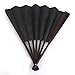 OULII Women Hand Fan Paper Fans Wedding Fans for Party Favor Fancy Dress (Black)