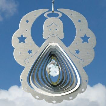 Stainless steel wind spinner - ORBIT ENGEL 200 - 200 x 180mm - crystal ball Ø 30mm made with facet cut - incl. nylon cord, hook and ball bearing vertebra