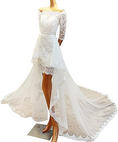 Hotstore 2017 Sexy Off Shoulder Half Sleeves Bridal Wedding Dresses Detachable Train