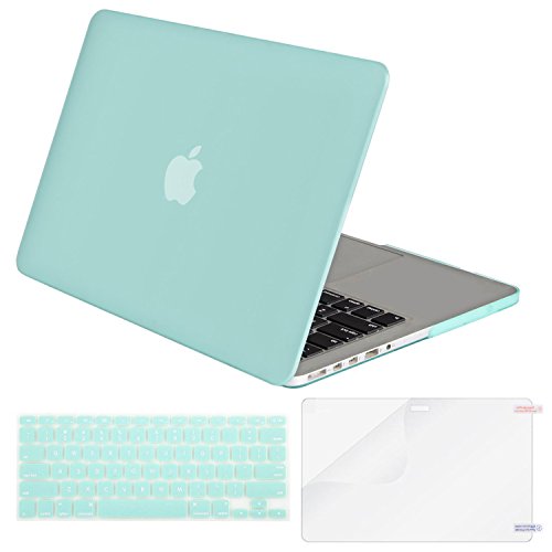 Mosiso Plastic Hard Case with Keyboard Cover with Screen Protector Only for [Previous Generation] MacBook Pro Retina 15 Inch (Model: A1398) No CD-ROM, Mint Green