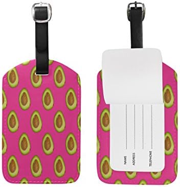 Funny Tropical Fruit Avocado Pink Luggage Tag for Baggage Suitcase Bag Travel Label Leather 1 Piece
