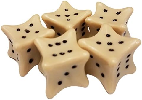 Azty Solutions Set of 5 Dice Bones Shapes Ivory and Black Color in Snow Organza Bag