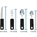 Adaptive Utensils (4-Piece Kitchen Set) Wide, Non-Weighted, Non-Slip Handles for Hand Tremors, Arthritis, Parkinson’s or Elderly use | Stainless Steel Knife, Fork, Spoons (Black - 1 Set)