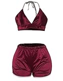 I wish Women's Nightshirt Sexy Lingerie Silky 2pcs Sleepwear