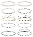 FINREZIO 10PCS Natural Puka Shell Choker Necklace Set for Women Hawaiian Seashell Beach Necklace Pearls Choker Cord Necklace Jewelry