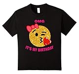 Kids It's My Birthday Emoji Pink Shirt 10 Black