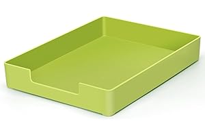 RHONZHAO Letter-Size Tray, A4 Plastic Paper Holder File Organizer, Stackable Letter Tray for Office, School, Home Storage (Green)