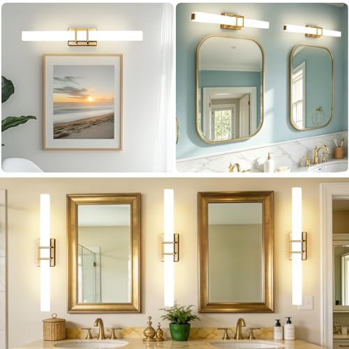 TYhogar LED Wall Light for Interior, 62 cm, 12 W Modern Brass Wall Light, Light for Bathroom Mirror, Hallway, Stairs, Picture, Living Room, Bedroom, Kitchen