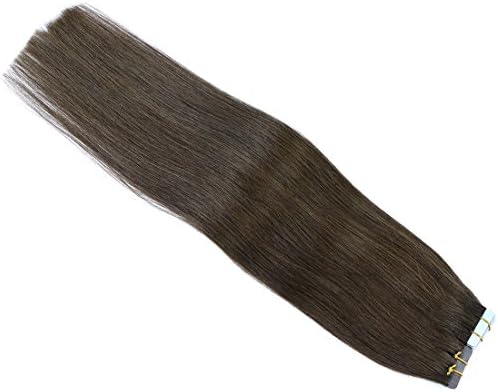 MAOYUAN 24" Tape - In Real Human Hair Extensions Straight 20pcs 50g Beauty Hair Style (24inch 50g/20pcs,4#Medium Brown)