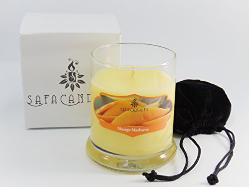 Safa Candles Mango Candle - 7 Oz. Highly Scented Yellow Jar Candle â€“ Scent (Mango Scented Candle)