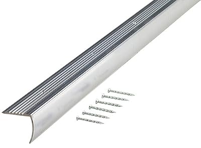 M-D Building Products 67215 Smooth 1-1/8-Inch by 1-1/8-Inch by 96-Inch Stair Nosing, Polished Aluminum