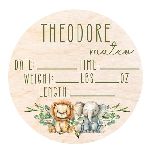 Yippee Daisy Baby Birth Announcement Sign - Welcome Baby - Personalized Wooden Hospital Sign - Small, Round, Classic Style