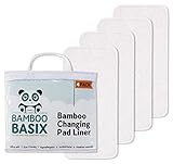 Bamboo Changing Pad Liners [4 Pack] Premium Quilted Design; Machine Washable and Dryer Friendly - Ultra-soft, Highly Absorbent, and Waterproof