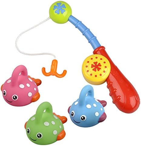 SKmoon Floating Bath Toy Fishing Game with Cute Spotted Fish and Fishing Rod ,Best Gift for kids Boys Girls Bathtub Fun Time Baby Bathtime Fun