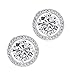 Jade Marie EMPOWERING Silver Halo Stud Earrings, 18k White Gold Plated Earrings with Large CZ Center Stone, Brilliant Pave Halo Stud Earring Set for Women