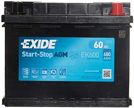 Car Battery EK600 12AV 60AH AGM Exide Start Stop,black,Large - Image 4